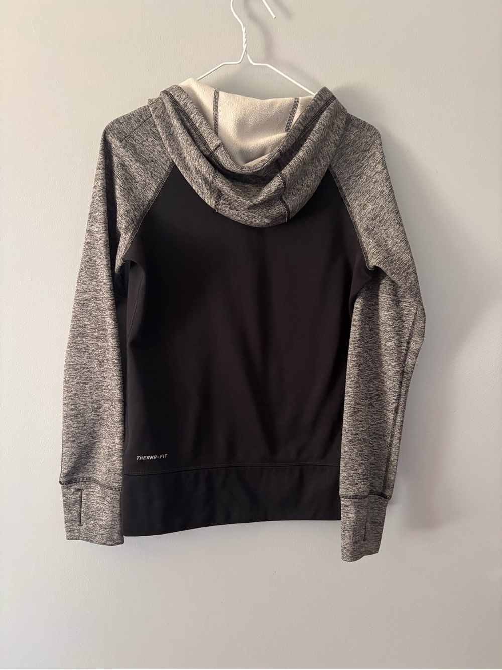 Nike Hoodie Jacket Women's Size S Therma fit full zip Black Gray Thumb Holes. - Picture 3 of 4
